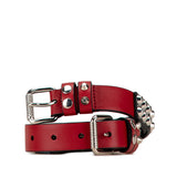 Studded Leather Belt Red - Lab Luxury Resale