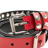 Studded Leather Belt Red - Lab Luxury Resale