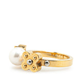 Louis Vuitton Gold Plated Monogram Pearl Ring