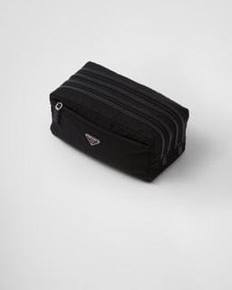 Black Re-nylon And Saffiano Leather Travel Pouch